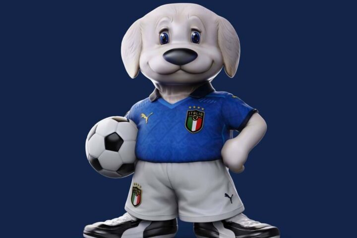mascotte italia sfondo blu light