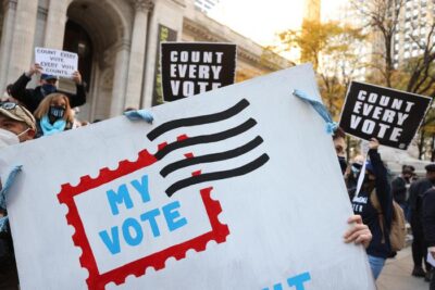protest in support of vote count in new york