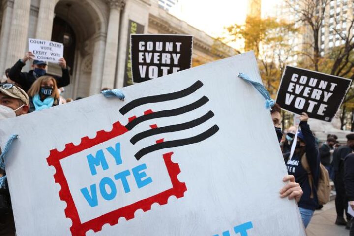 protest in support of vote count in new york