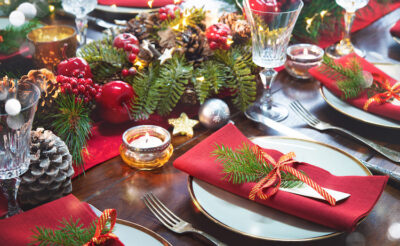 christmas holidays table setting concept