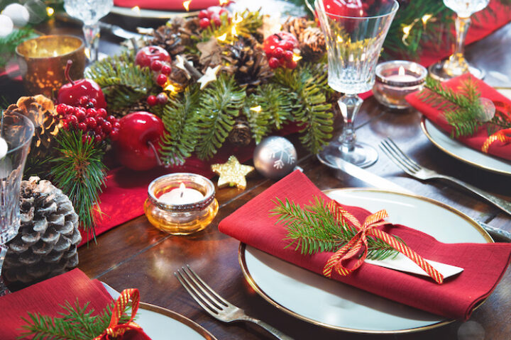 christmas holidays table setting concept