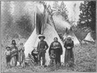 coeur d'alene people and tipis, desmet reservation, c. 1907