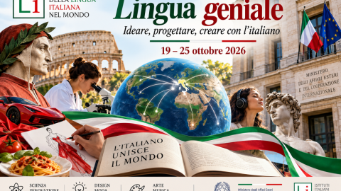 cartel de la semana de la lengua italiana