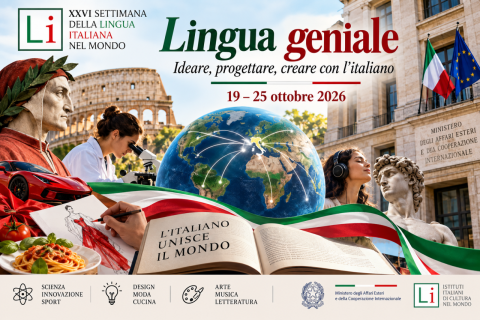 cartel de la semana de la lengua italiana