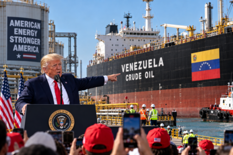 discurso patriótico en el puerto petrolero