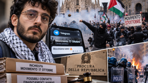 montaje sobre protestas e investigación en italia