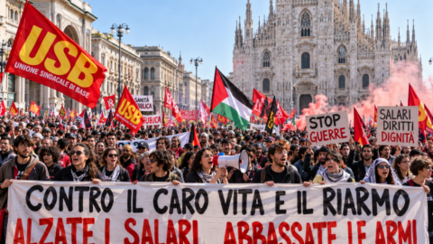 protesta di massa davanti al duomo di milano