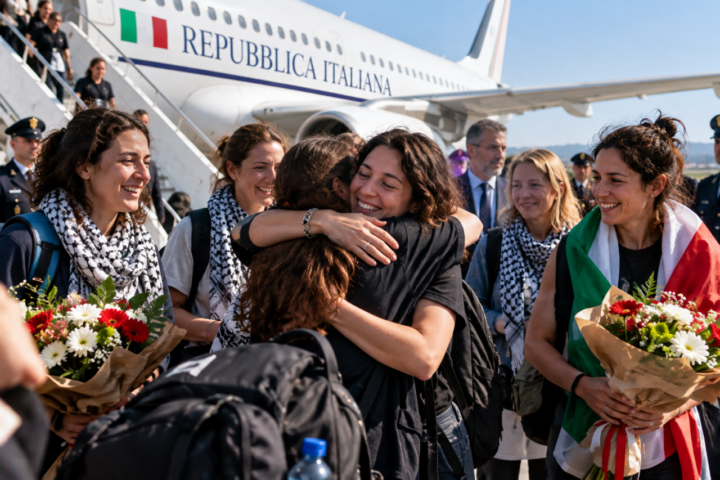 reencuentro italiano entre flores y abrazos