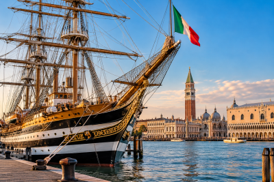 velero majestuoso frente a venecia